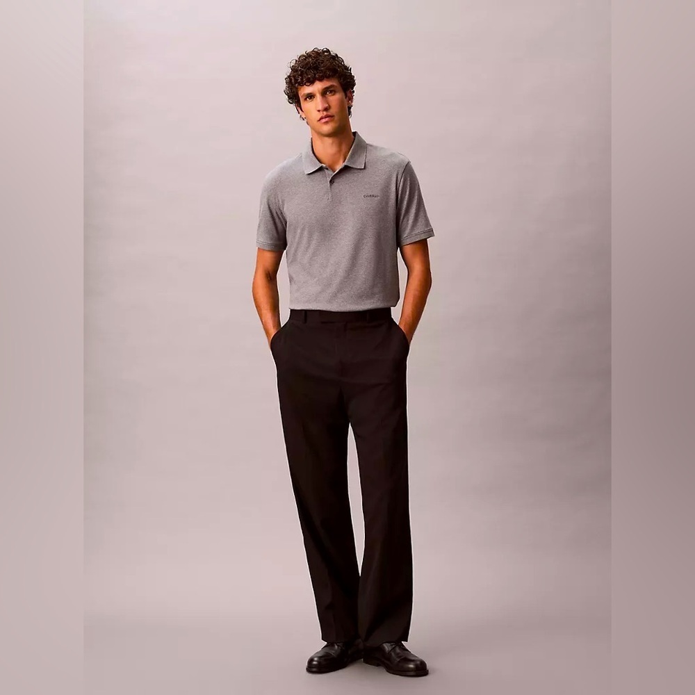 Calvin Klein liquid touch cotton,gray&white stripe cooling performance poloSZ-XL